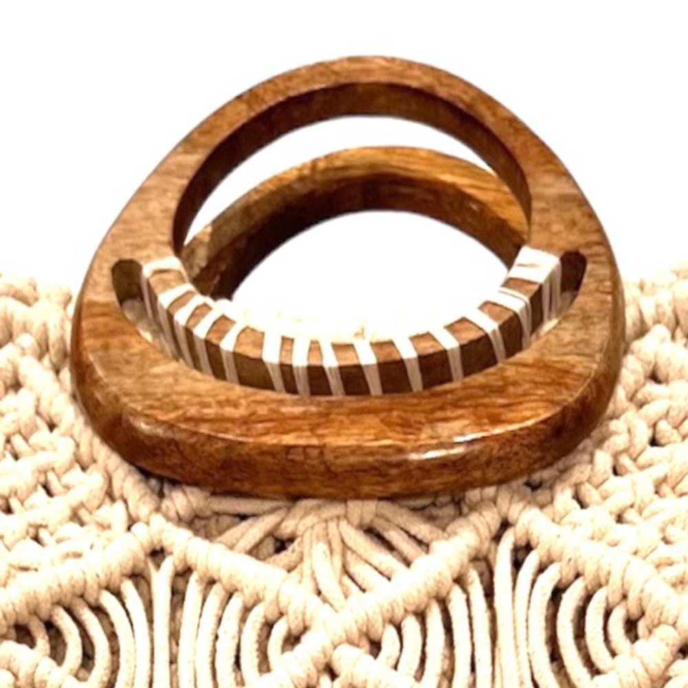 🆕 New Anthro Macrame & Wooden Bag - Picture 6 of 6